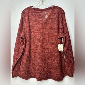 St. John's Bay Polar Fleece Womens Size XXL V‎ Neck Long Sleeve Sweatshirt Ruby